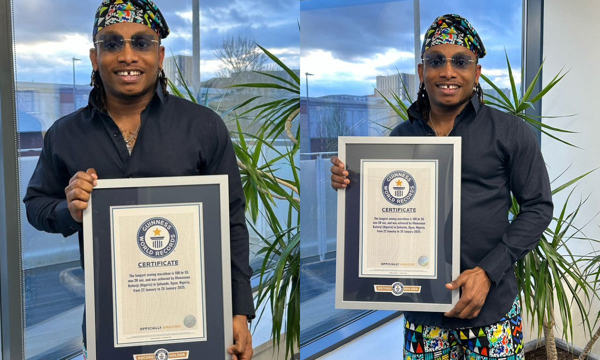 Kuforiji Oluwaseun Sets Guinness World Record for Longest Sewing Marathon