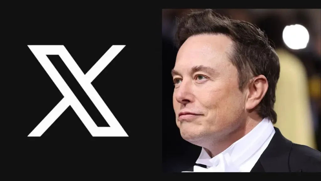 photo combo of X logo and Elon Musk