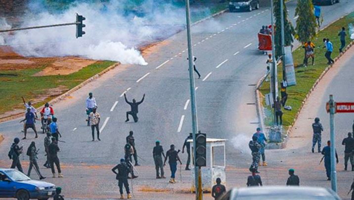JUST IN: Police disperse pro-Natasha protesters with tear gas at NASS