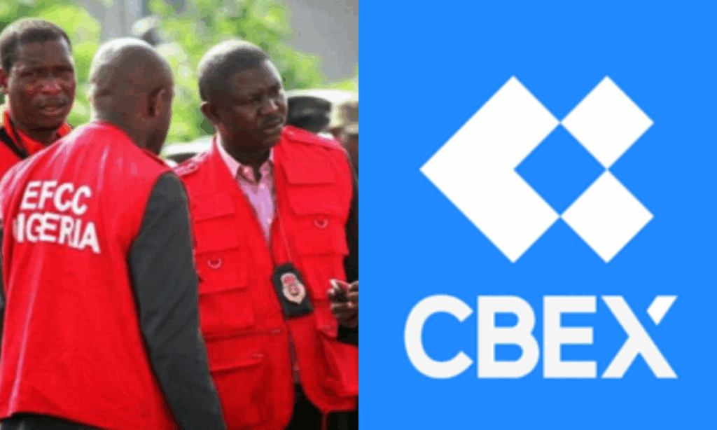 EFCC officials and CBEX logo