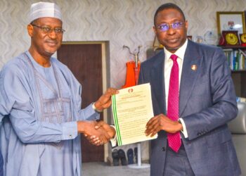 EFCC Chairman, Olanipekun Olukoyede, hands over a 753-unit housing estate formerly owned by Godwin Emefiele in Abuja on May 20, 2025.