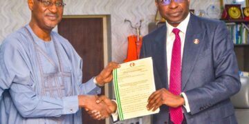 EFCC Chairman, Olanipekun Olukoyede, hands over a 753-unit housing estate formerly owned by Godwin Emefiele in Abuja on May 20, 2025.