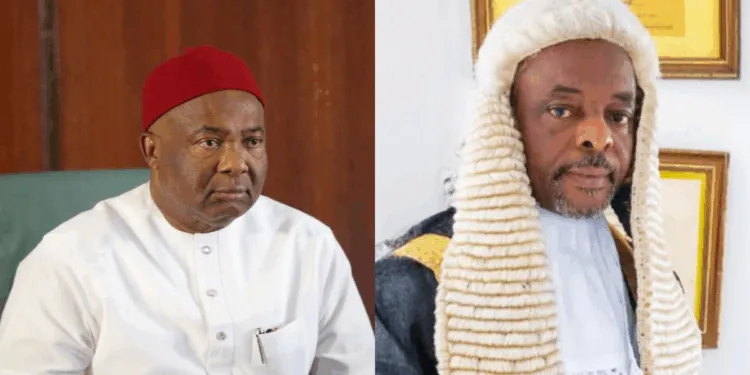 Photo of Gov Uzodimma and Cyprian Akaolisa