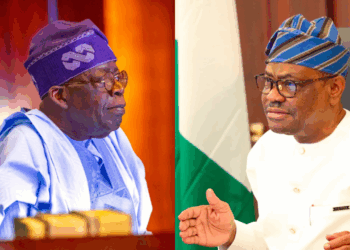 Photo combo of Tinubu and Wike