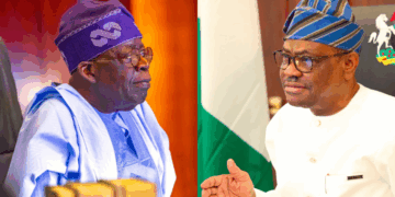 Photo combo of Tinubu and Wike