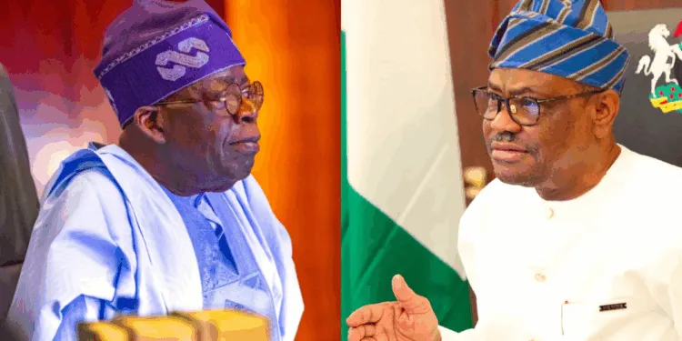 Photo combo of Tinubu and Wike
