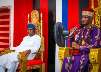 Photo Senator George Akume and a Traditional Ruler
