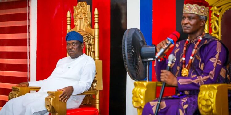 Photo Senator George Akume and a Traditional Ruler