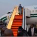 Tinubu Arrives in the presidential jet