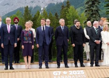 Photo of the Leaders of the Group of Seven (G7), along with Ukrainian president Volodymyr Zelenskyy
