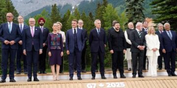G7 Vows Support for Ukraine Amid Renewed Russian Assaults as Trump Exits Early Photo of the Leaders of the Group of Seven (G7), along with Ukrainian president Volodymyr Zelenskyy