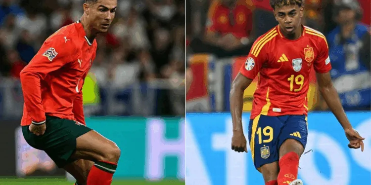 Photo combo of Ronaldo and Yamal