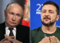 Photo combo of Putin and Zelensky
