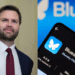 Photo combo of JD Vance and Bluesky logo