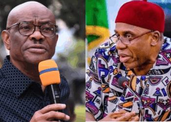 Photo combo of Nyesom Wike and Rotimi Amaechi
