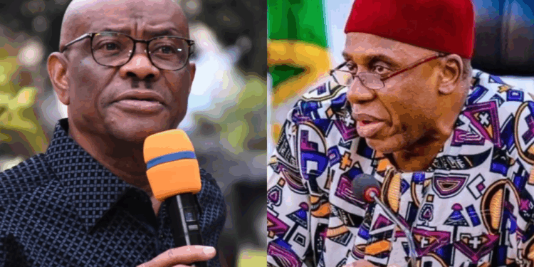 Photo combo of Nyesom Wike and Rotimi Amaechi