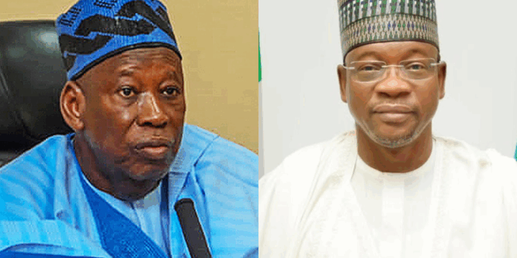 Photo combo of Abdullahi Ganduje (L) and Ali Bukar Dalori (R)