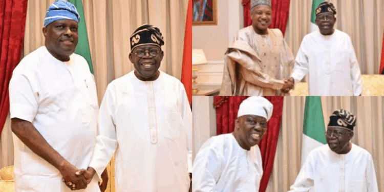 Photo of Tinubu, Ibori, Bagudu, and Okoya in Lagos