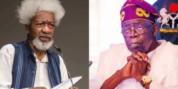 Photo combo of Professor Wole Soyinka and President Bola Tinubu
