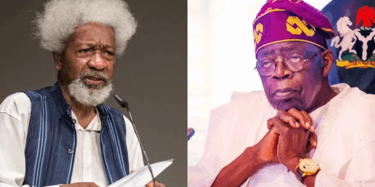 Photo combo of Professor Wole Soyinka and President Bola Tinubu