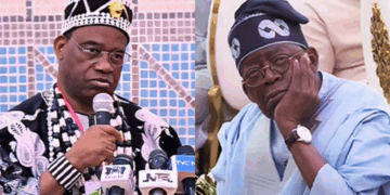 Photo combo of Tor Tiv and Tinubu