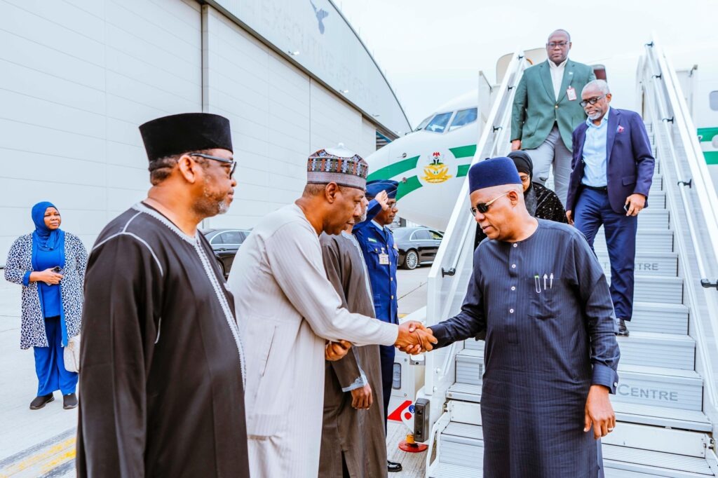 Vice President Kashim Shettima arrives in London
