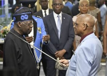 Photo of Tinubu Receiving Saint Lucia’s Top Honour