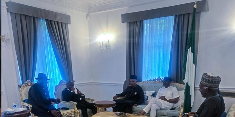 Former Nigerian President Goodluck Jonathan and ex-Ghanaian President Nana Addo Dankwa Akufo-Addo