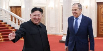 Kim Pledges Full Support for Russia’s War in Ukraine During Lavrov Visit Photo of Kim Jong Un and Russian Foreign Minister Sergei Lavrov