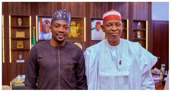 Photo of Ahmed Musa and Governor Abba Kabir Yusuf