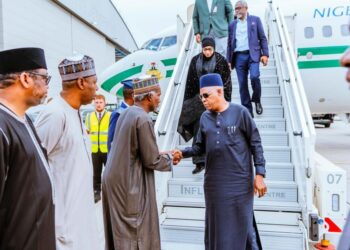 Vice President Kashim Shettima arrives in London