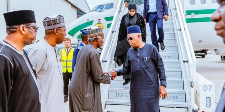 Vice President Kashim Shettima arrives in London