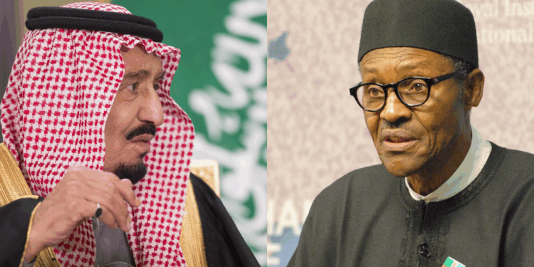 Photo combo of King Salman bin Abdulaziz Al Saud and Muhammadu Buhari