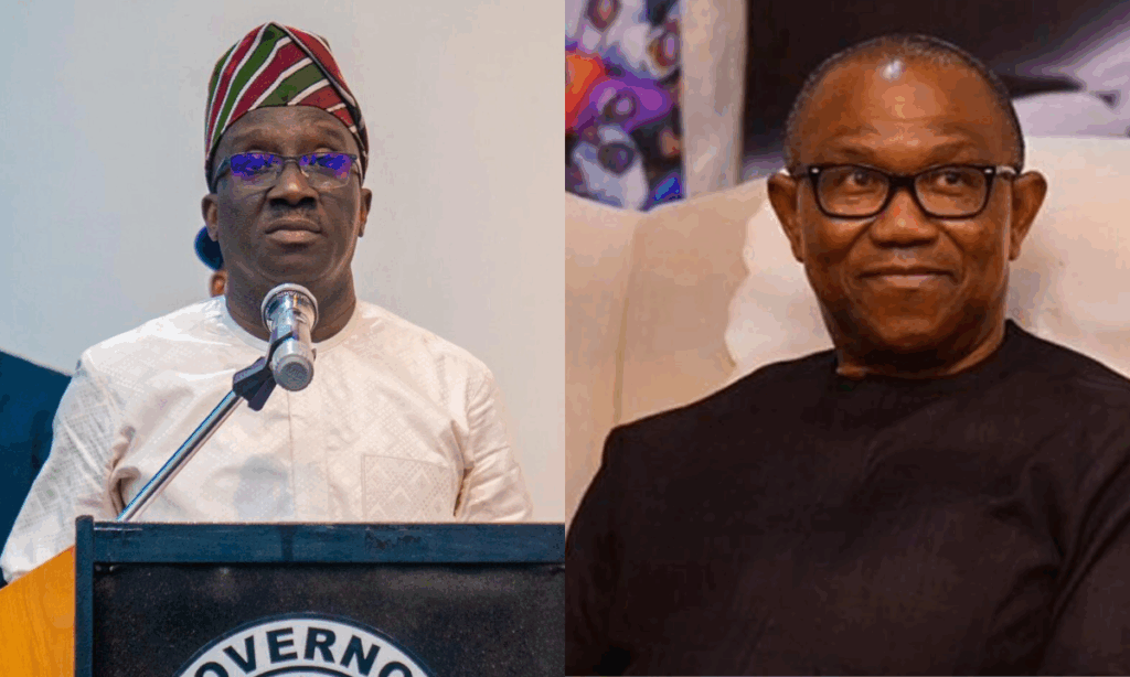 Photo combo of Monday Okpebholo and Peter Obi