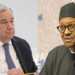 Photo combo of António Guterres and Muhammadu Buhari