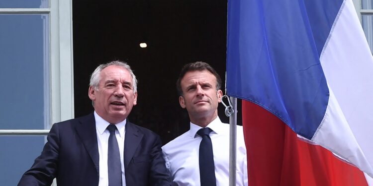 French President Emmanuel Macron and Pau Mayor Francois