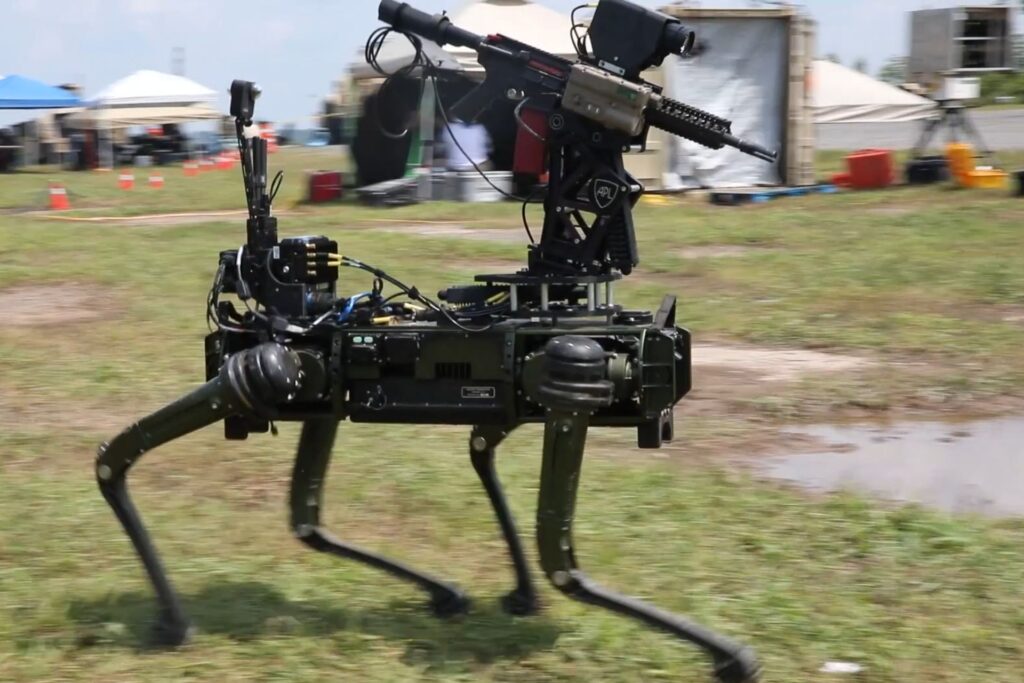 US Military Deploys Armed Robot Dogs in Anti Drone Training