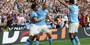 Manchester City Begin Title Chase with Dominant Victory over Wolves Manchester City Players Celebrating