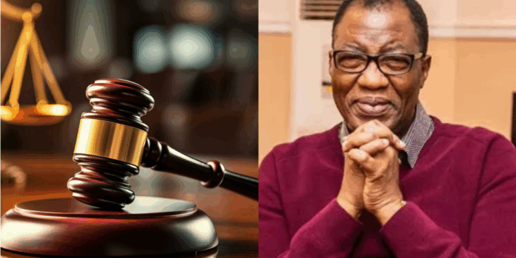 Photo combo of a Court gavel and Gbenga Daniel