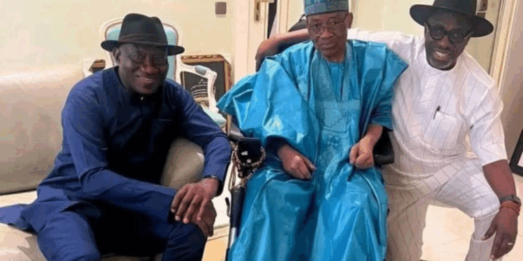 Photo Goodluck Jonathan and IBB in Minna on Sunday, August 17, 2025.