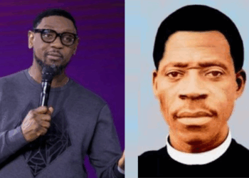 A photo combo of Fatoyinbo and Ayo Babalola