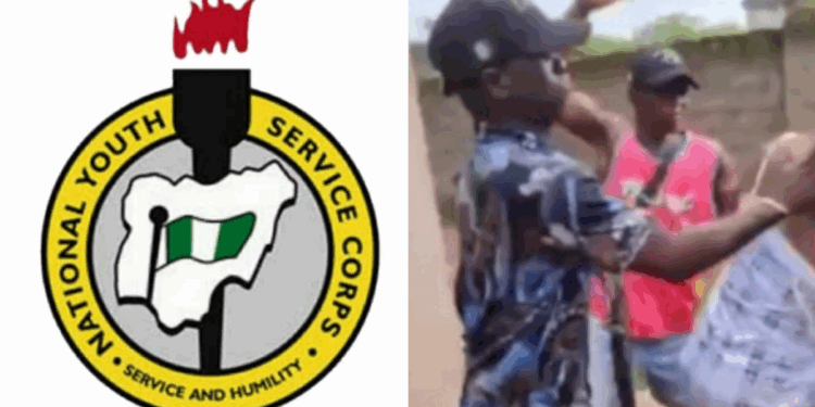 NYSC Logo and Abused Corps Member in Anambra