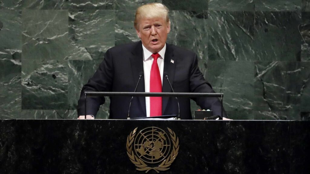 Trump addressing United Nations