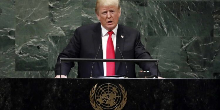 Trump addressing United Nations