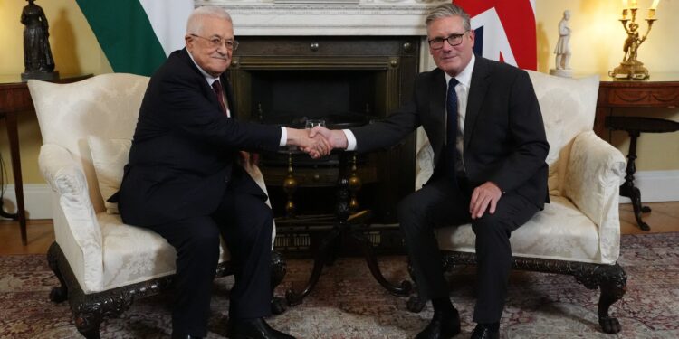 Prime Minister Keir Starmer with Palestinian President Mahmud Abbas
