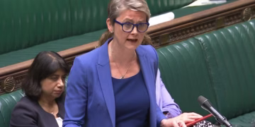 Britain’s Home Secretary Yvette Cooper