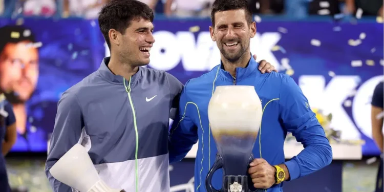 Photo of Alcaraz and Djokovic