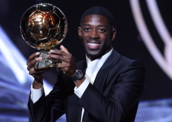 Photo of Ousmane Dembélé with Ballon d’Or award