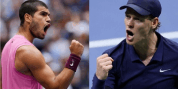 Photo combo of Alcaraz and Sinner