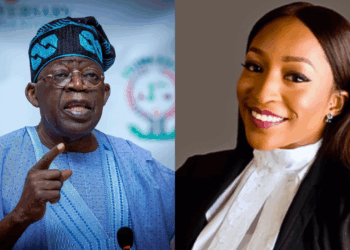 Photo combo of President Tinubu and Somtochukwu Maduagwu